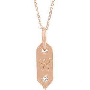 Shield W Initial Diamond Pendant Necklace 16-18" 14K Rose Gold 302® Fine Jewelry Storyteller by Vintage Magnality