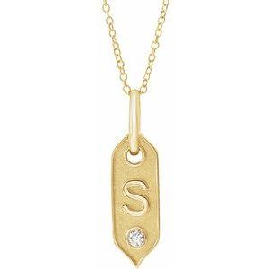 Shield S Initial Diamond Pendant Necklace 16-18" 14K Yellow Gold 302® Fine Jewelry Storyteller by Vintage Magnality