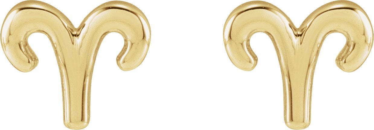 Zodiac Stud Earrings 14K Yellow Gold Aries Storyteller by Vintage Magnality