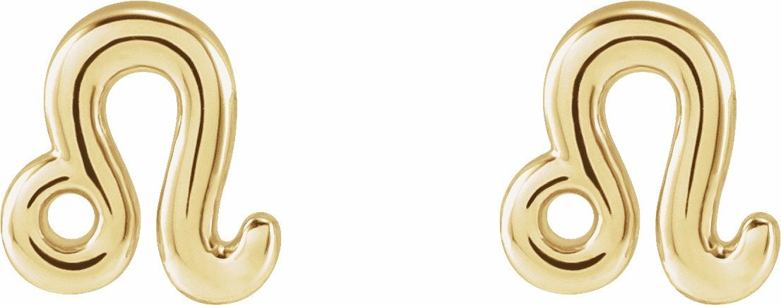 Zodiac Stud Earrings 14K Yellow Gold Leo Storyteller by Vintage Magnality