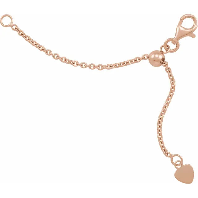 Adjustable 3" 1.5MM Cable Chain Extender in 14K Rose Gold 
