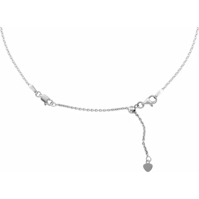 Adjustable 3" 1.5MM Cable Chain Extender in 14K White Gold 