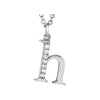 Alphabet Lowercase Initial H Natural Diamond Pendant 16" Necklace in 14K White Gold