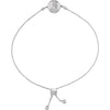 Aphrodite Coin Cable Chain Bolo Style Bracelet in 14K White Gold or Sterling Silver 