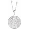 Athena Coin Pendant and or Necklace with Faceted Bead Chain in 14K White Gold