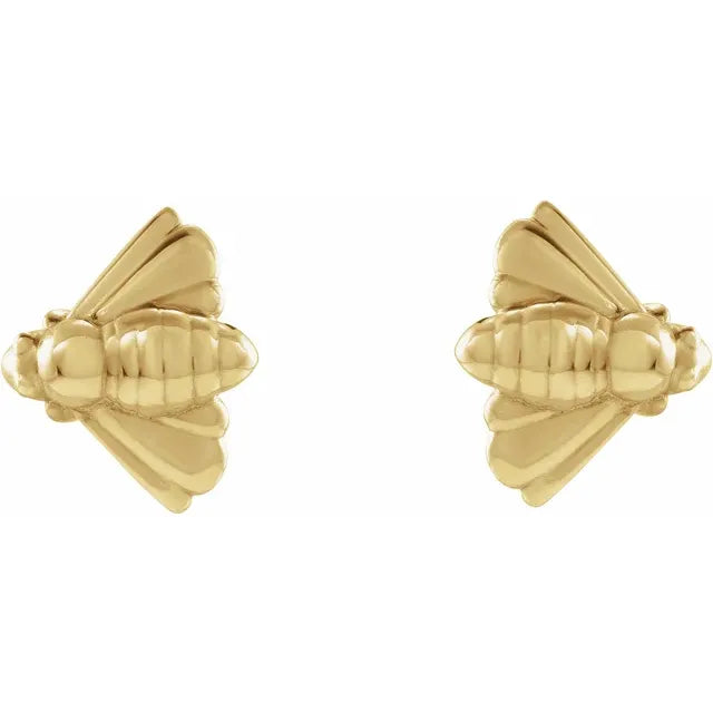 Busy Bee Stud Earrings in 14K Yellow Gold 