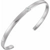 Love Me Bezel-Set Natural Diamond Cuff Bracelet in 14K White Gold or Sterling Silver