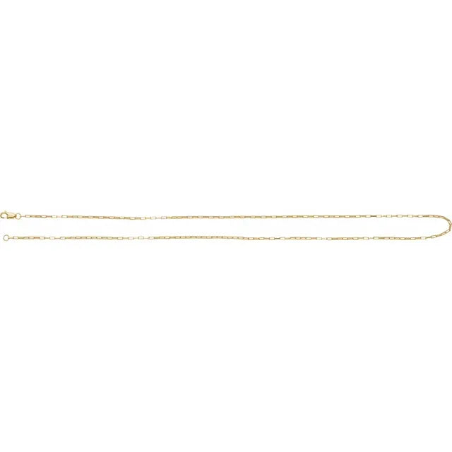 Paperclip Elongated 1.2 MM Elongated Box Chain Bracelet or Necklace Lengths 14K Yellow Gold