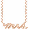 Bride To Be Gift Mrs. Script Necklace in 14K Rose Gold 