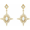 Celestial Opal Diamond Dangle Earrings 14K Yellow Gold