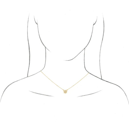 Celestial Stargazer Natural Diamond Necklace in 14K Yellow Gold on Model Rendering