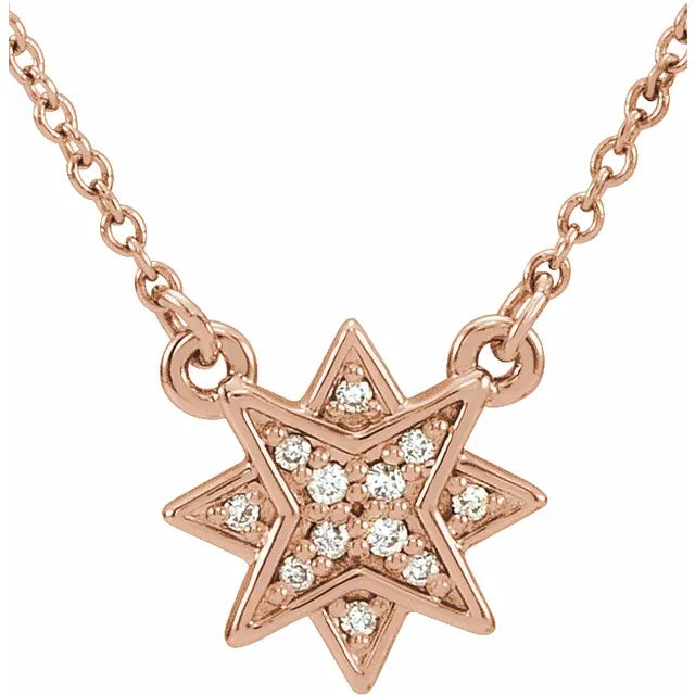 Celestial Stargazer Natural Diamond Necklace in 14K Rose Gold