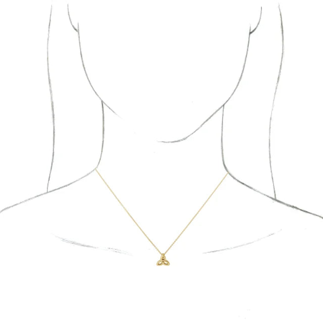 Celtic Trinity Necklace in 14K Yellow Gold on Model Rendering