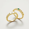 Showstopper Solitaire Natural Emerald Bezel Set Curb Chain Ring in Solid 14K Yellow Gold