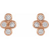 Natural Diamond Cluster Bezel-Set Stud Earrings 14K Rose Gold