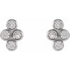 Natural Diamond Cluster Bezel-Set Stud Earrings 14K White Gold