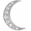 Crescent Moon Natural Diamond Celestial Stud Single Earring in 14K White Gold, Platinum or Sterling Silver