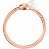 Crescent Moon & Pearl Ring in 14K Rose Gold
