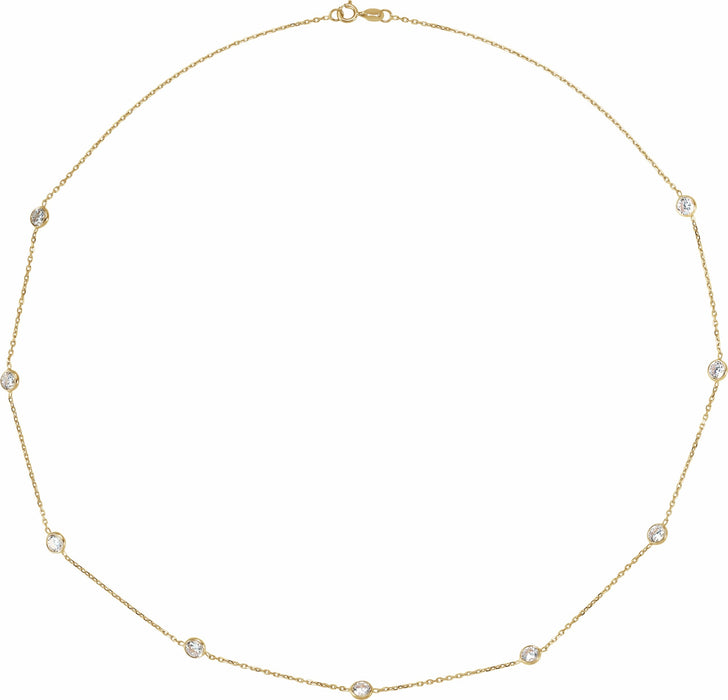 4MM Round Cubic Zirconia Station 18" Necklace  14K Yellow Gold Sustainable Fine Jewelry