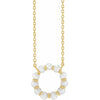 Circle Cultured Pearl Bar 18" Necklace 14K Yellow Gold