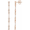 Dangle Drop Chain Natural Diamond Earrings Solid 14K Rose Gold 