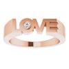 Diamond solitaire LOVE Block Style Ring in 14K Rose Gold 