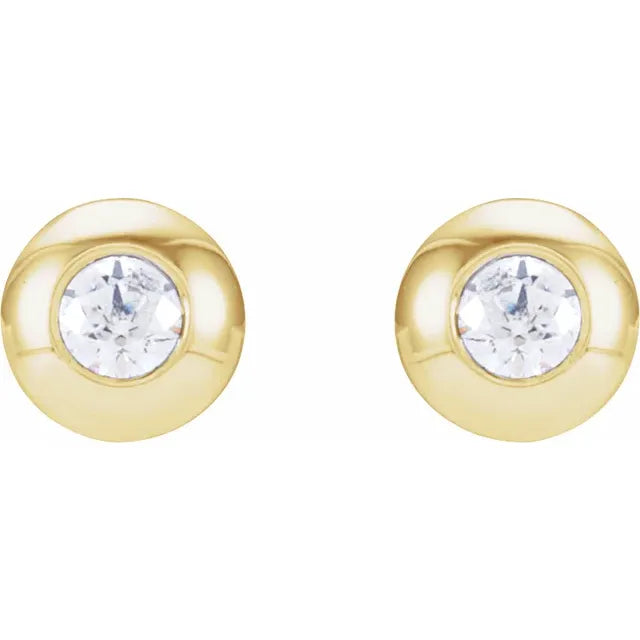 Domed Bezel Set Natural Diamond Stud Earrings .06 CTW 14K Yellow Gold
