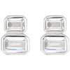 Two-Stone Toi Et Moi Lab-Grown Diamond Emerald Cut Stud Earrings 14K White Gold Front View