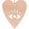 Evil Eye Heart Charm Pendant 14K Rose Gold