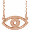 Evil Eye 16" or 18" Necklace Solid 14K Rose Gold 