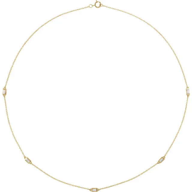 1/3 CTW Diamond 5-Station 18" Necklace 14K Yellow Gold Ethical Sustainable Fine Jewelry Storyteller by Vintage Magnality