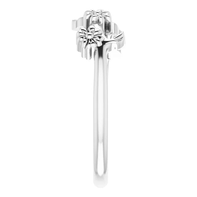 Flower Crown Stackable Ring in 14K White Gold or Sterling Silver Sizes 4.00-9.00