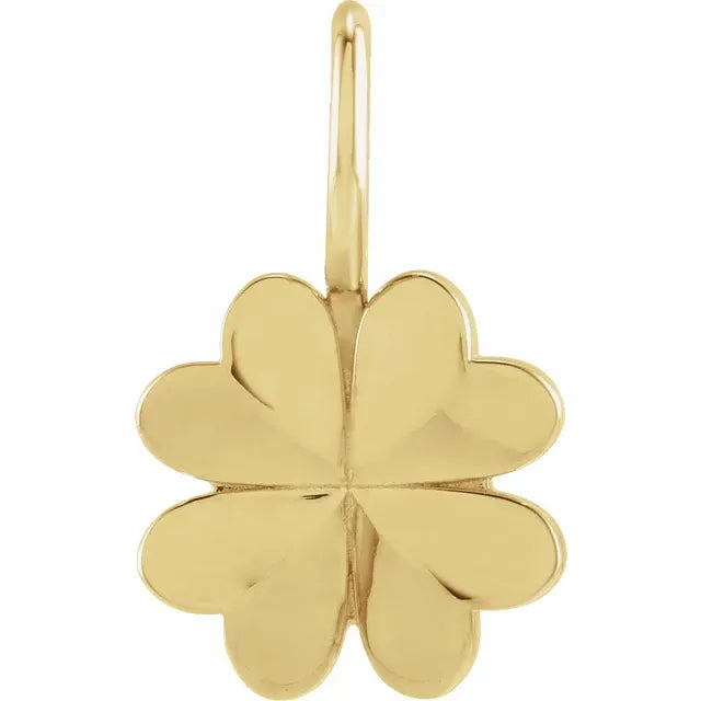 Four Leaf Clover Charm Pendant in Solid 14K Yellow Gold