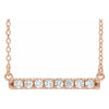 Lab-Grown Diamond French-Set Bar Adjustable Necklace 14K Rose Gold