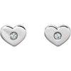 Full Heart Natural Diamond Stud Earrings in 14K White Gold or Sterling Silver 