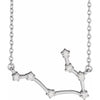 Gemini Zodiac Constellation Natural Diamond Necklace in 14K White Gold