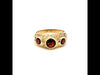 Video of Antique Vintage Three Stone Bezel Set Garnet 10K Yellow Gold Engraved Ring Size 6.5