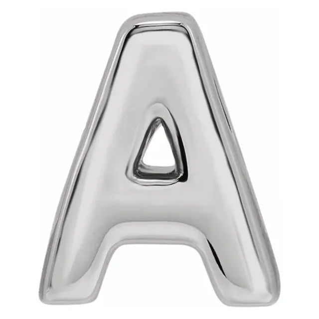 Block A Initial Slide Through Pendant Charm in 14K White Gold