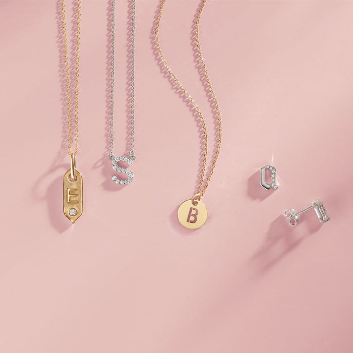 Initial Jewelry with Initial Disc Necklace in 14K Yellow Gold