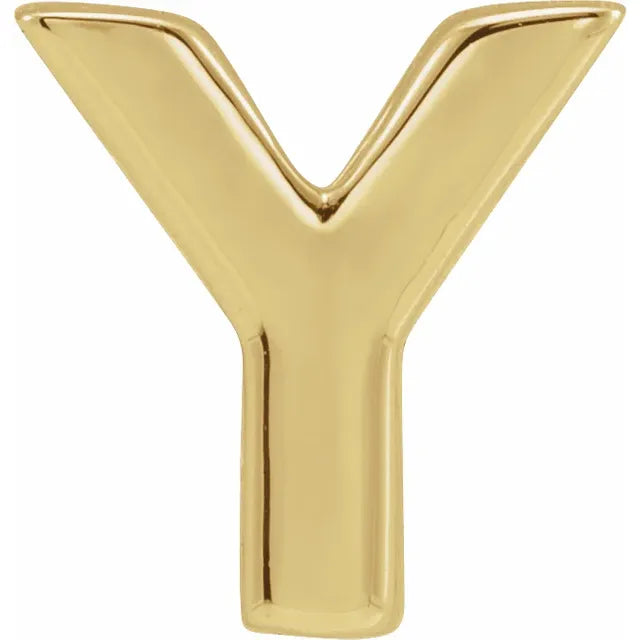 Block Y Initial Slide Through Pendant Charm in 14K Yellow Gold