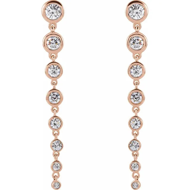 1.75 CTW Style On Top of the World Lab-Grown Diamond Waterfall Dangle Earrings in 14K Rose Gold