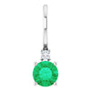 Natural or Lab-Grown Emerald & Natural Diamond Charm Pendant in 14K White Gold