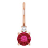 Natural or Lab-Grown Ruby & Natural Diamond Charm Pendant in 14K Rose Gold