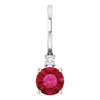 Natural or Lab-Grown Ruby & Natural Diamond Charm Pendant in 14K White Gold