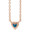 Heart Shaped Natural London Blue Topaz 14K Rose Gold Necklace