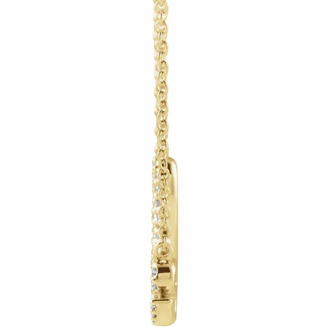 Love Script Natural Diamond Necklace in 14K Yellow Gold