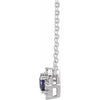Luxe Wear Everyday™ Halo Style Birthstone Lab-Grown Blue Sapphire & Natural Diamond 18" Necklace Sterling Silver 