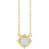 Luxe Wear Everyday™ Halo Style Birthstone Lab-Grown Opal & Natural Diamond 18" Necklace Solid 14K Yellow Gold 