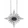 Natural Onyx and Diamond Celestial Adjustable 16-18" Necklace in 14K White Gold or Sterling Silver
