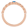 Natural Blue Sapphire Curb Chain Ring in 14K Rose Gold